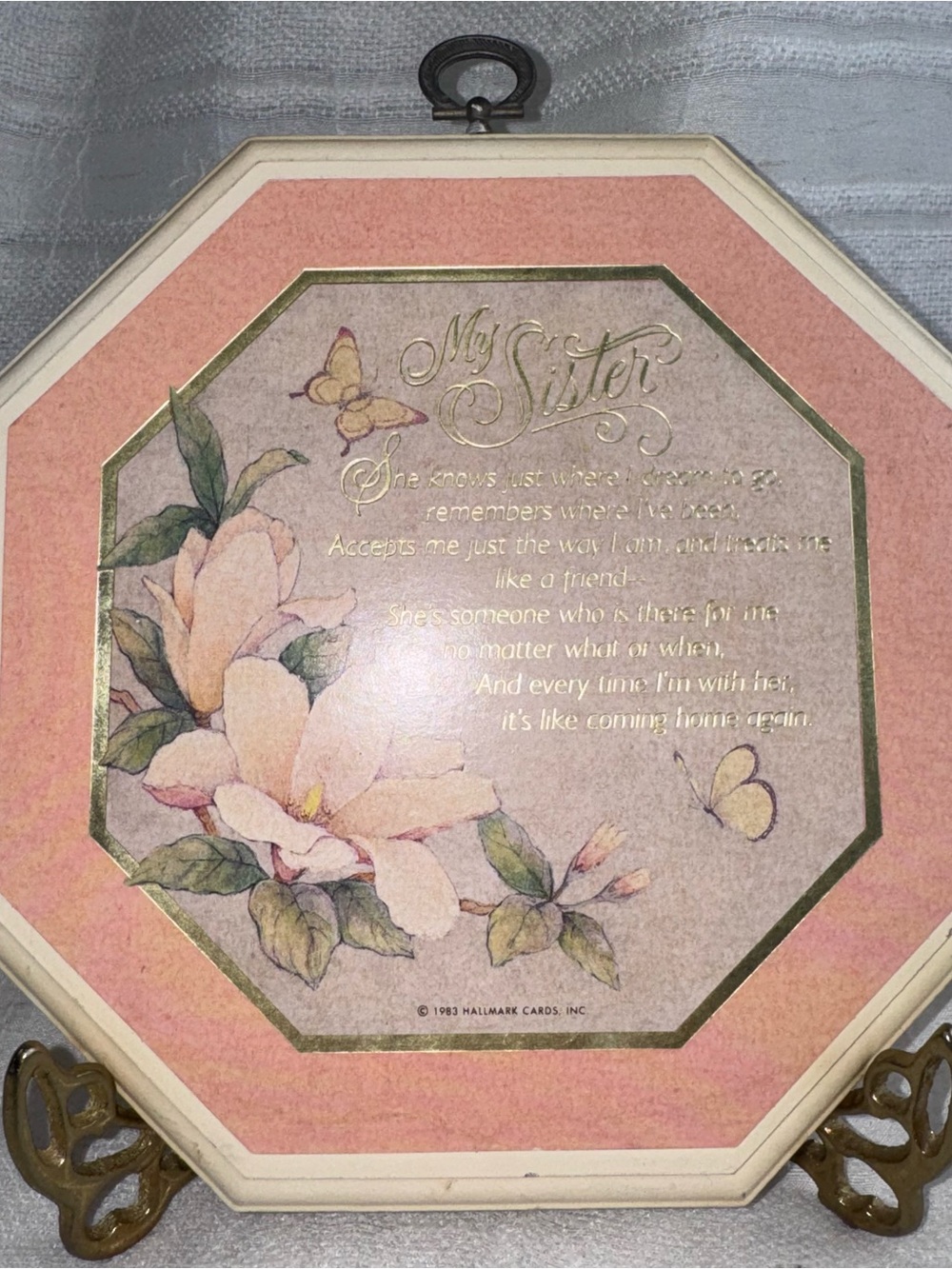 Vintage Hallmark "My Sister" Cottagecore Wooden Plaque Wall Art